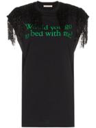 Christopher Kane Fringed Slogan T-shirt - Black