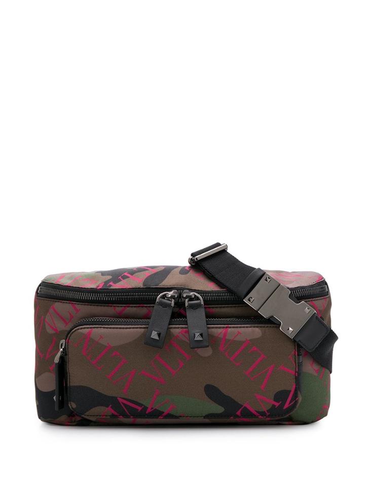 Valentino Camouflage Logo Grid Print Belt Bag - Green