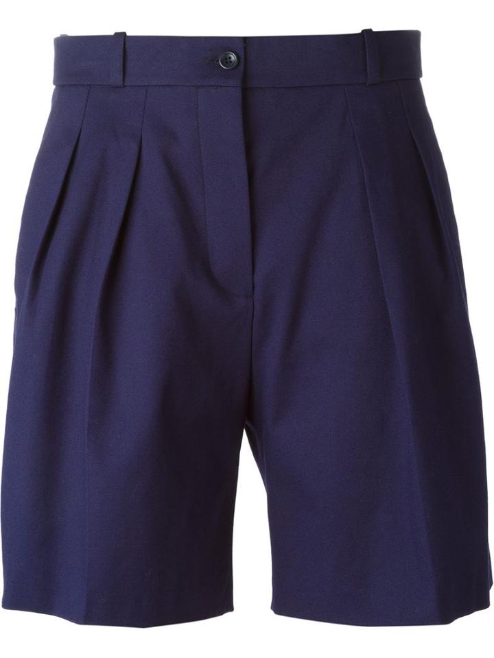 Jil Sander Navy Wide Leg Shorts, Women's, Size: 38, Blue, Polyester/rayon/cotton/spandex/elastane