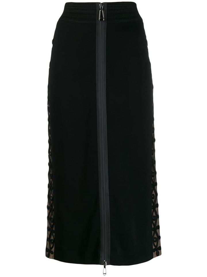 Fendi Front Zipper Fitted Skirt - Black