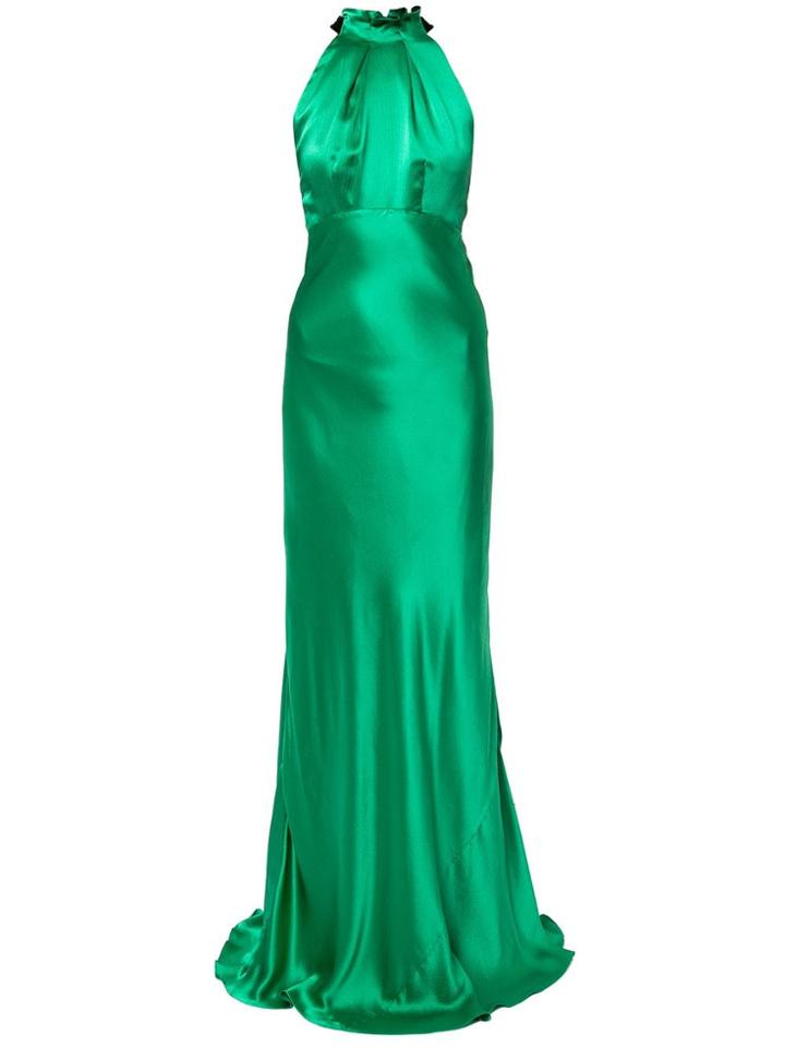 Saloni Back Tie Flared Gown - Green