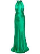 Saloni Back Tie Flared Gown - Green