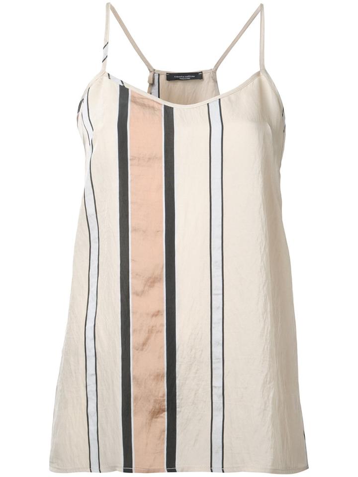 Roberto Collina Striped Tank Top, Women's, Size: Small, Nude/neutrals, Nylon/acetate