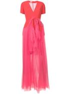 Delpozo Colour-block Tulle Gown - Red