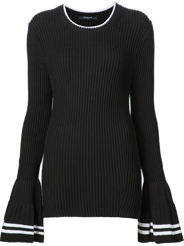 Derek Lam Flute Sleeve Jumper, Women's, Size: M, Black, Silk/cotton