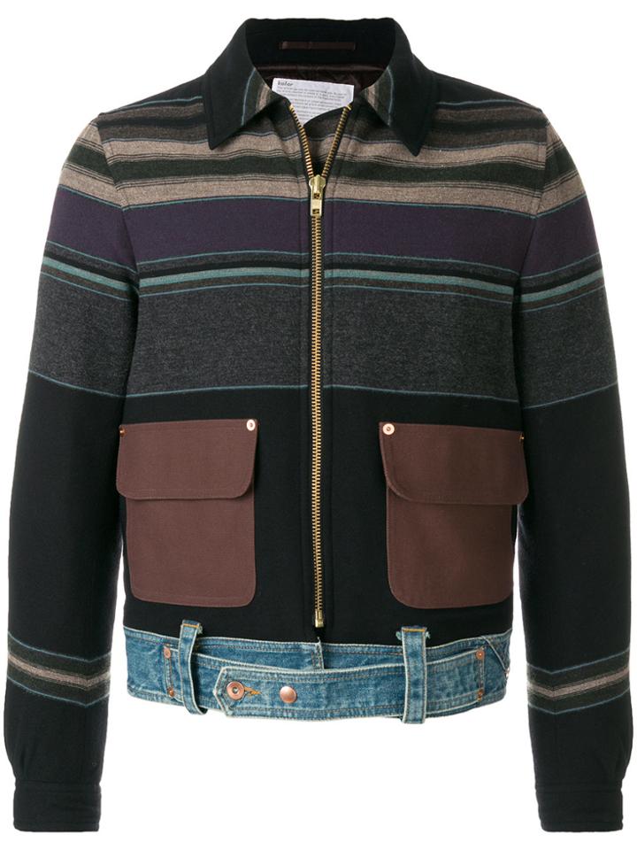 Kolor Stripe Panel Denim Trim Jacket - Multicolour