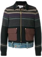 Kolor Stripe Panel Denim Trim Jacket - Multicolour