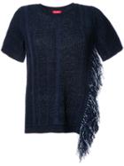 Coohem Fringed Trim Top, Women's, Size: 38, Blue, Cotton/nylon/paper Yarn