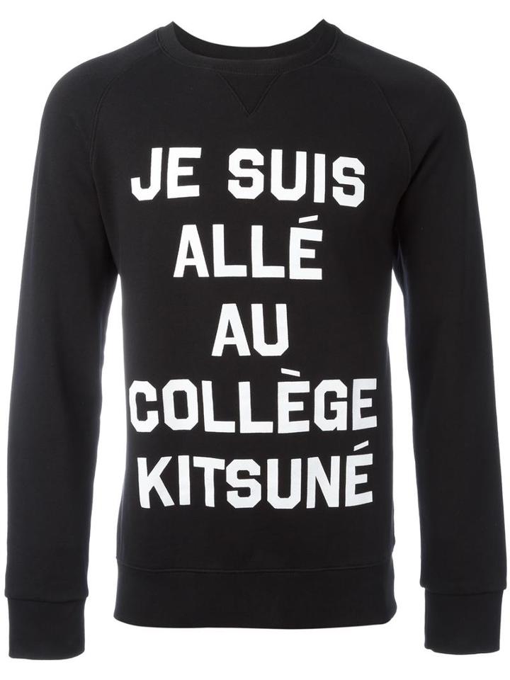 Maison Kitsuné Logo Print Sweatshirt, Men's, Size: Medium, Black, Cotton