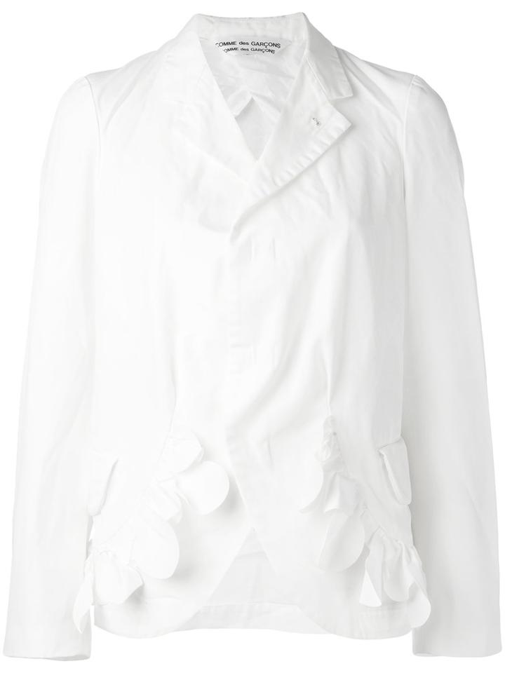 Comme Des Garçons Comme Des Garçons - Frill Trim Blazer - Women - Polyester - M, White, Polyester