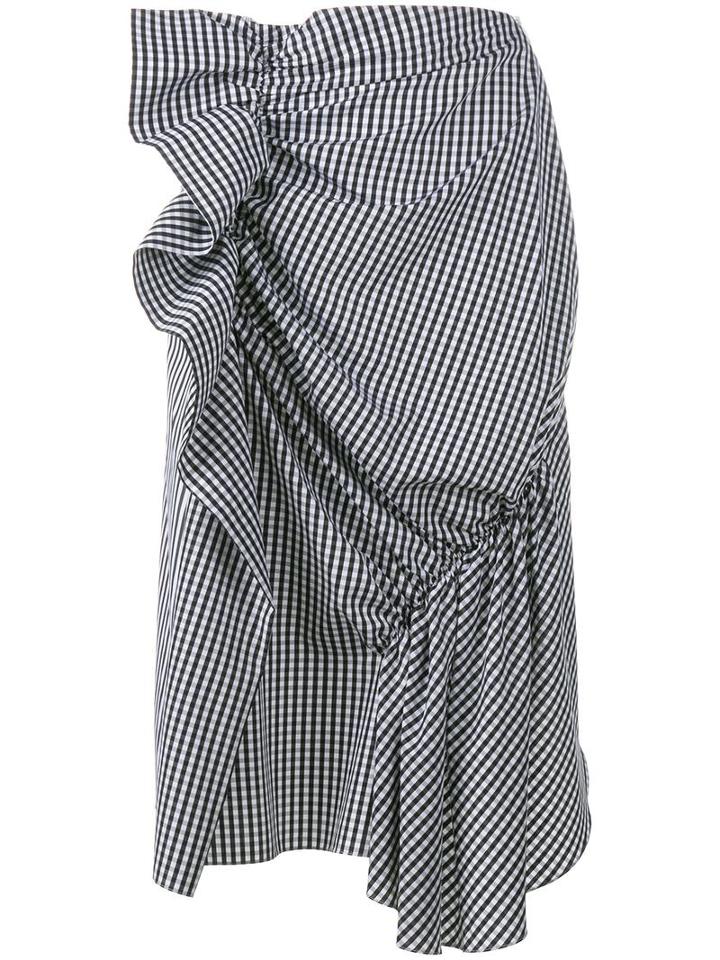 J.w.anderson Check Print Draped Skirt, Women's, Size: 8, Black, Cotton