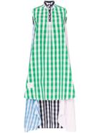 Thom Browne Gingham Print Sleeveless Cotton Shirt Dress - Blue
