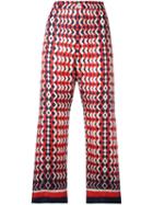 F.r.s For Restless Sleepers - Geometric Print Cropped Trousers - Women - Silk - L, Women's, Red, Silk