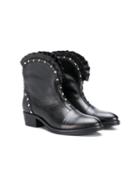 Balmain Kids Frill Studded Boots - Black