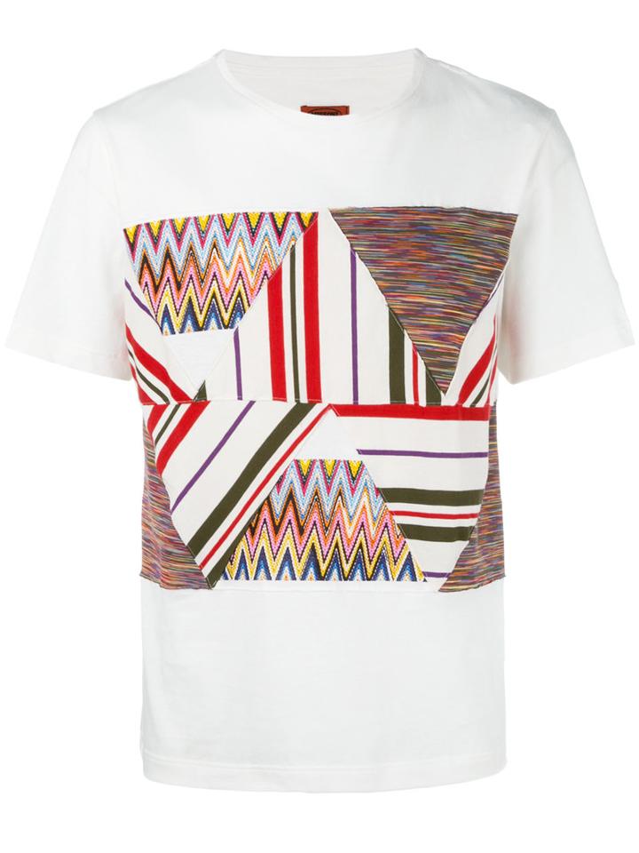 Missoni Patchwork Panel T-shirt, Men's, Size: Large, White, Cotton