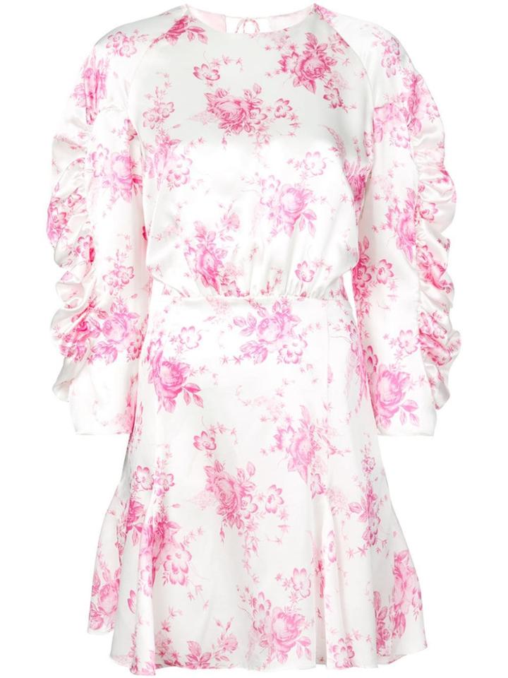 Les Reveries Gathered Sleeve Flare Dress - White