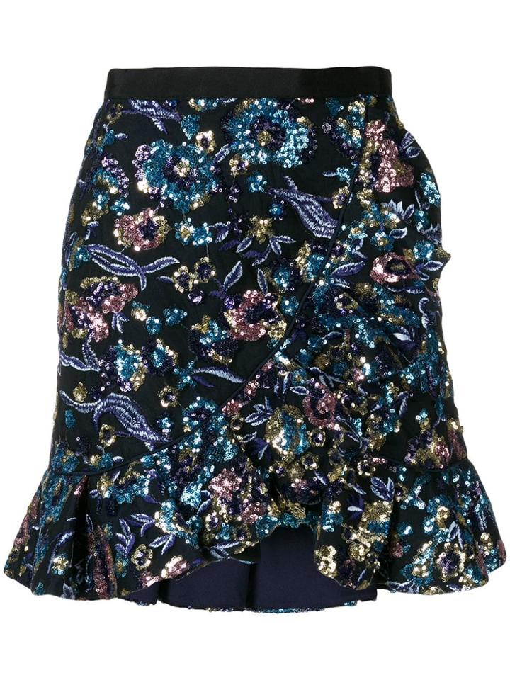 Self-portrait Sequin Embellished Skirt - Blue
