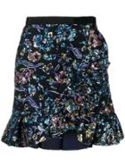 Self-portrait Sequin Embellished Skirt - Blue