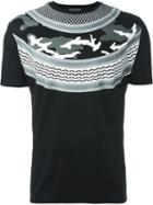 Neil Barrett Patterned Camouflage T-shirt, Men's, Size: Medium, Black, Cotton