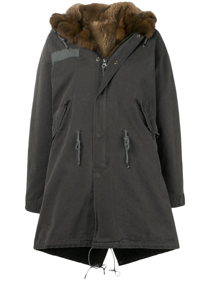 Liska Fur-trim Hooded Parka - Grey