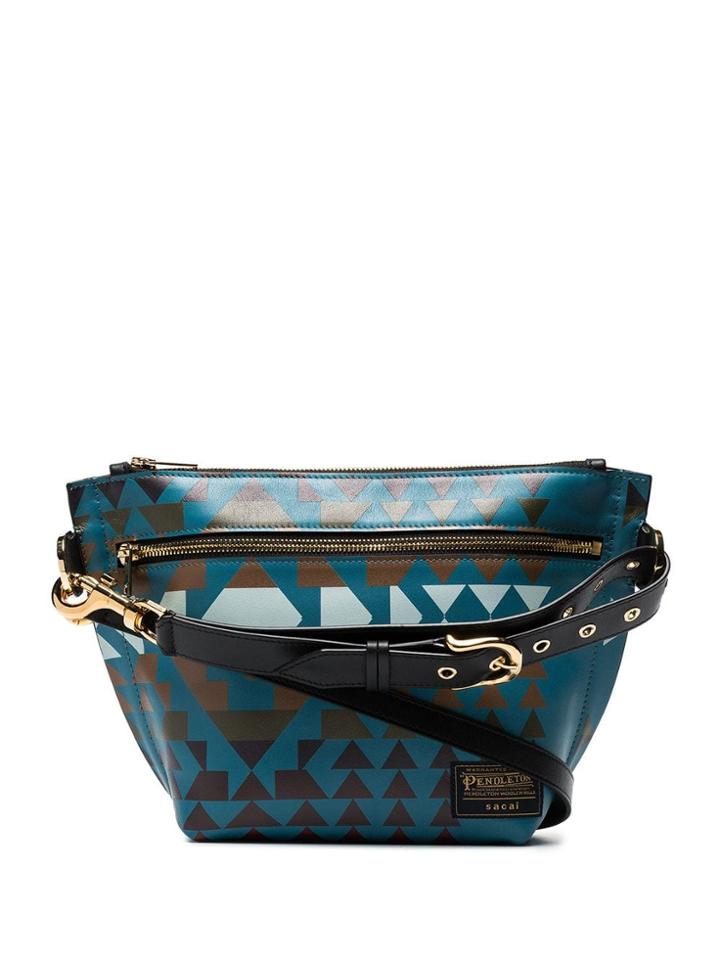 Sacai Pendleton Printed Pouch - Blue