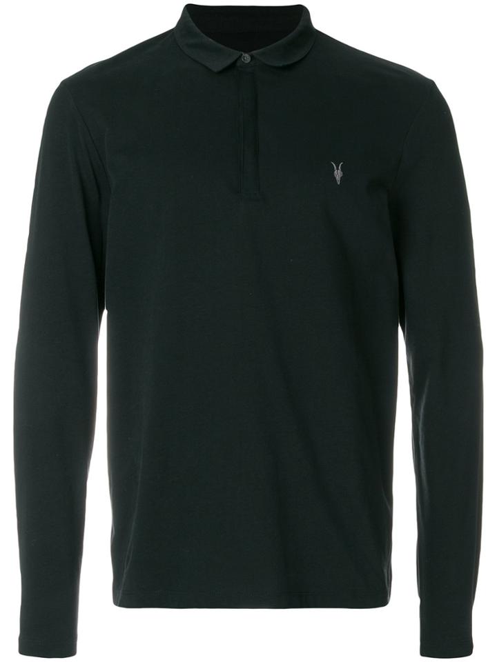 All Saints Long Sleeve Polo Shirt - Black