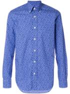 Canali Leaves-print Formal Shirt - Blue