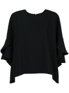 Iro Boxy Ruffle Sleeve T-shirt - Black
