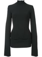 Ellery Corset Fitted Turtleneck Top - Black