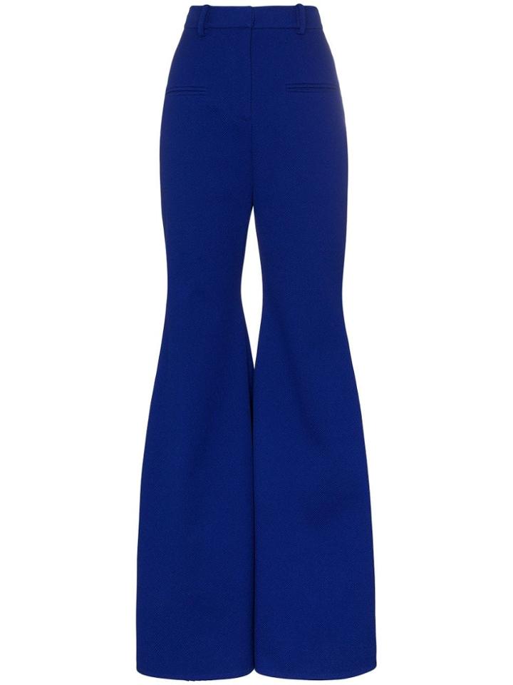 Aleksandre Akhalkatsishvili High Waisted Flared Cotton Trousers - Blue