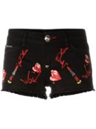 Philipp Plein 'pentaceraster' Denim Shorts, Women's, Size: 28, Black, Cotton/spandex/elastane