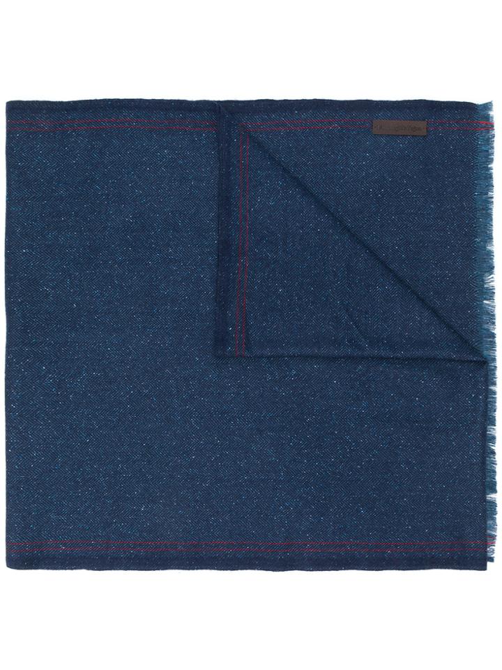 Ermenegildo Zegna Slub Herrringbone Scarf - Blue