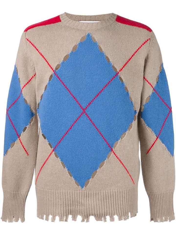 Msgm Perforated Argyle Jumper