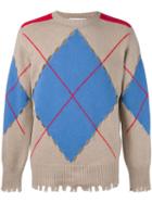Msgm Perforated Argyle Jumper