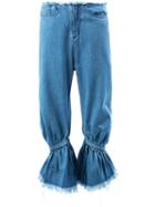Marques'almeida - Gathered Cropped Jeans - Women - Cotton - 8, Blue, Cotton