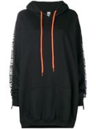 Mia-iam Logo Trim Hoodie Dress - Black