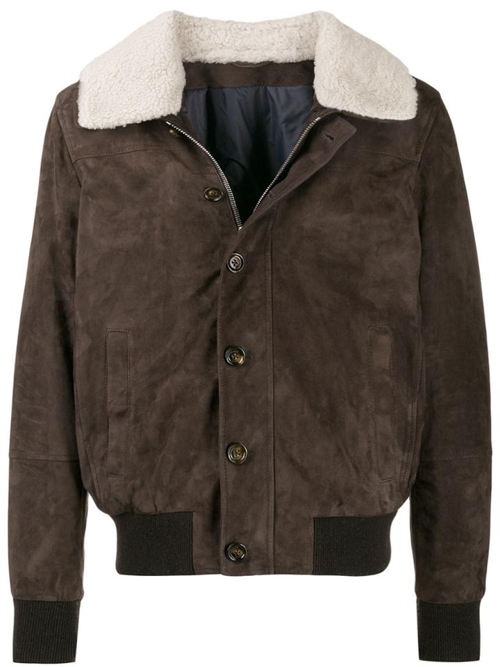 Eleventy Shearling Collar Jacket - Brown