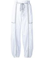 Maison Flaneur Striped Drawstring Trousers - White