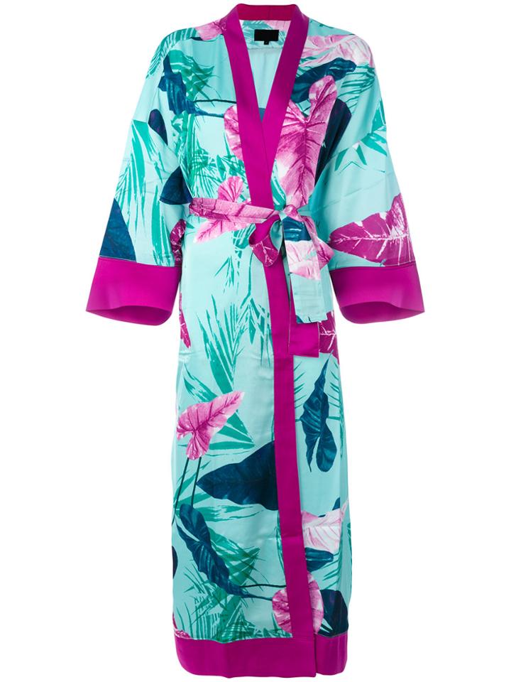 Iil7 Lace Up Print Kimono Cardigan - Green