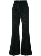 Rochas Embroidered Velvet Trousers - Black