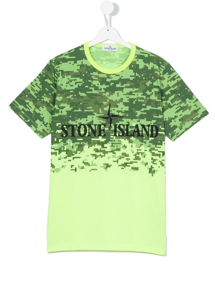 Stone Island Kids - Teen Pixelated Print T-shirt - Kids - Cotton - 14 Yrs, Boy's, Green