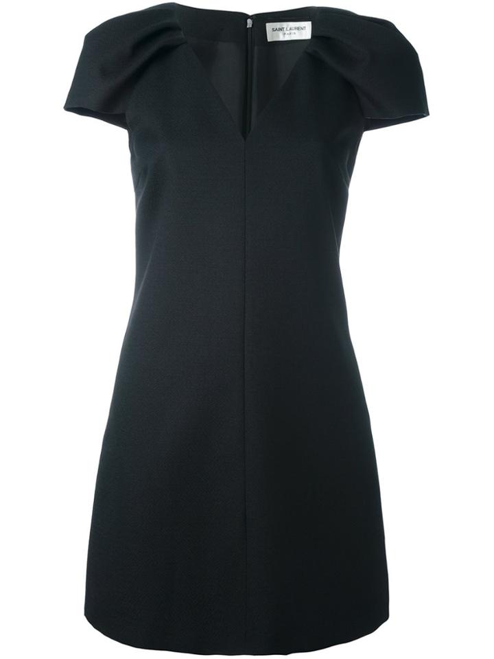 Saint Laurent V-neck Mini Dress - Black