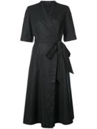Saloni Classic Tie Wrap Dress - Black