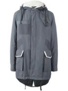 Lanvin Hood Trim Parka Jacket, Men's, Size: 50, Grey, Viscose/cotton/polyester