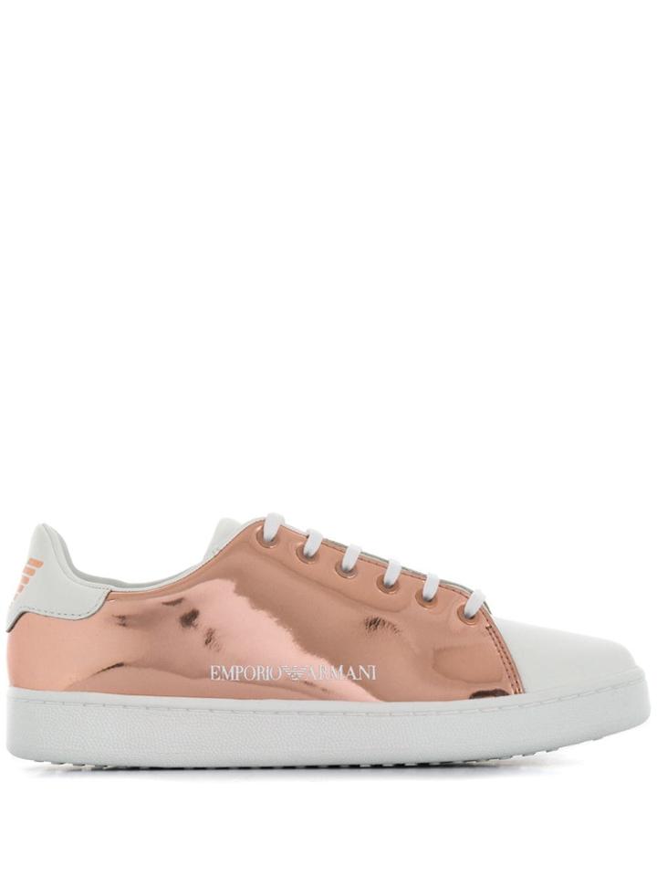 Emporio Armani Logo Print Sneakers - Gold