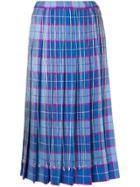 Marco De Vincenzo Checked Pleated Skirt - Blue