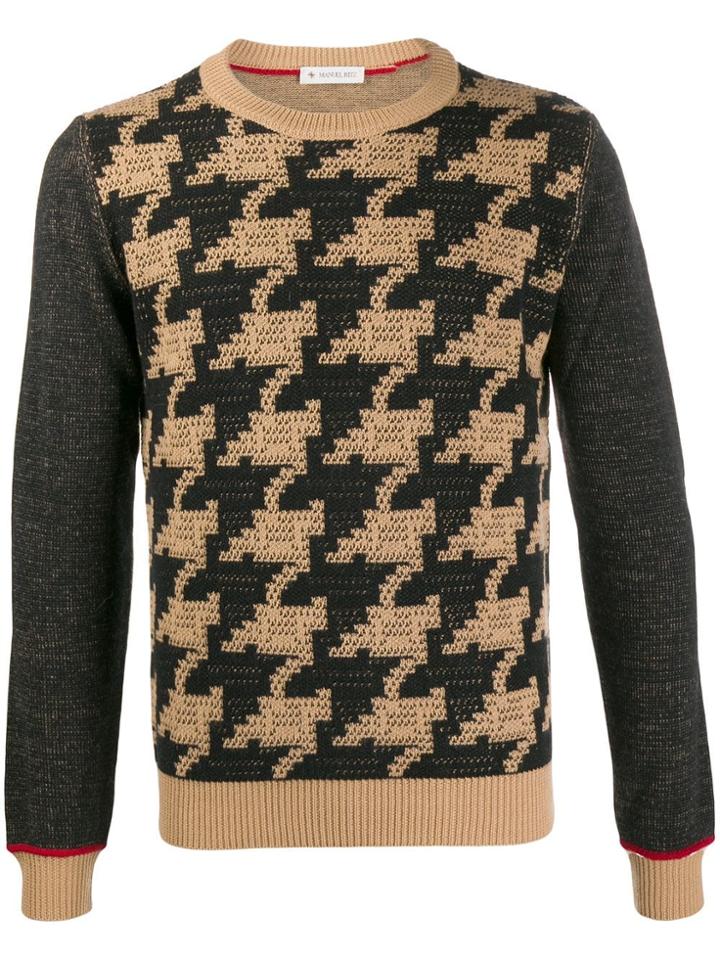 Manuel Ritz Houndstooth Jumper - Brown