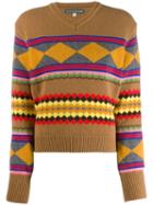 Alexa Chung Geometric Knit Sweater - Brown