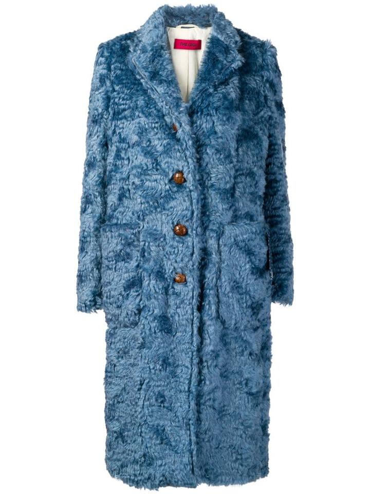 The Gigi Single-breasted Shearling Coat - Blue