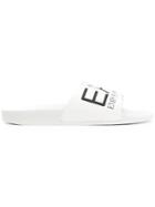 Ea7 Emporio Armani Logo Print Slides - White